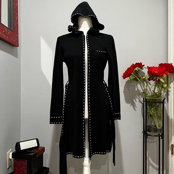 NEW Twiggy Longline Whipstitch Belted Hooded Contrast Zip Travel Sweater Jacke… - Picture 4 of 16